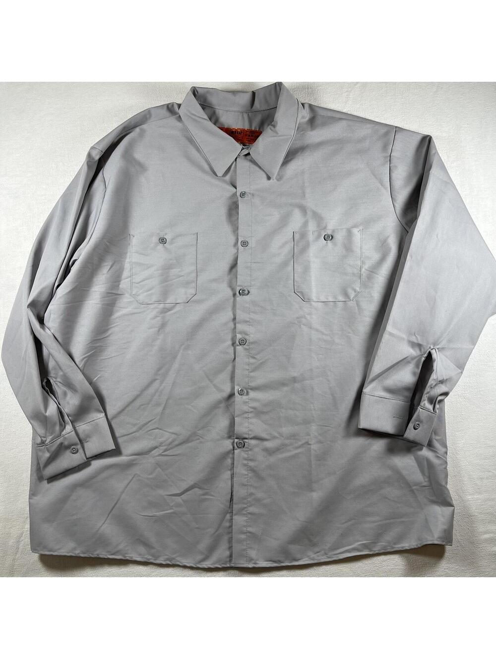 Red Kap Industrial Work Shirt Men 4XL Gray Chest Pocket Utility Button Up